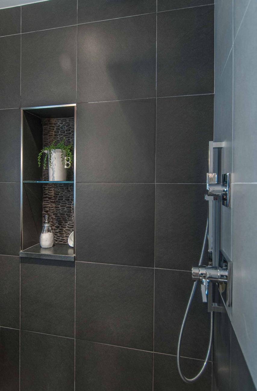 Bennington project - Little City rambler - guest bathroom shower detail