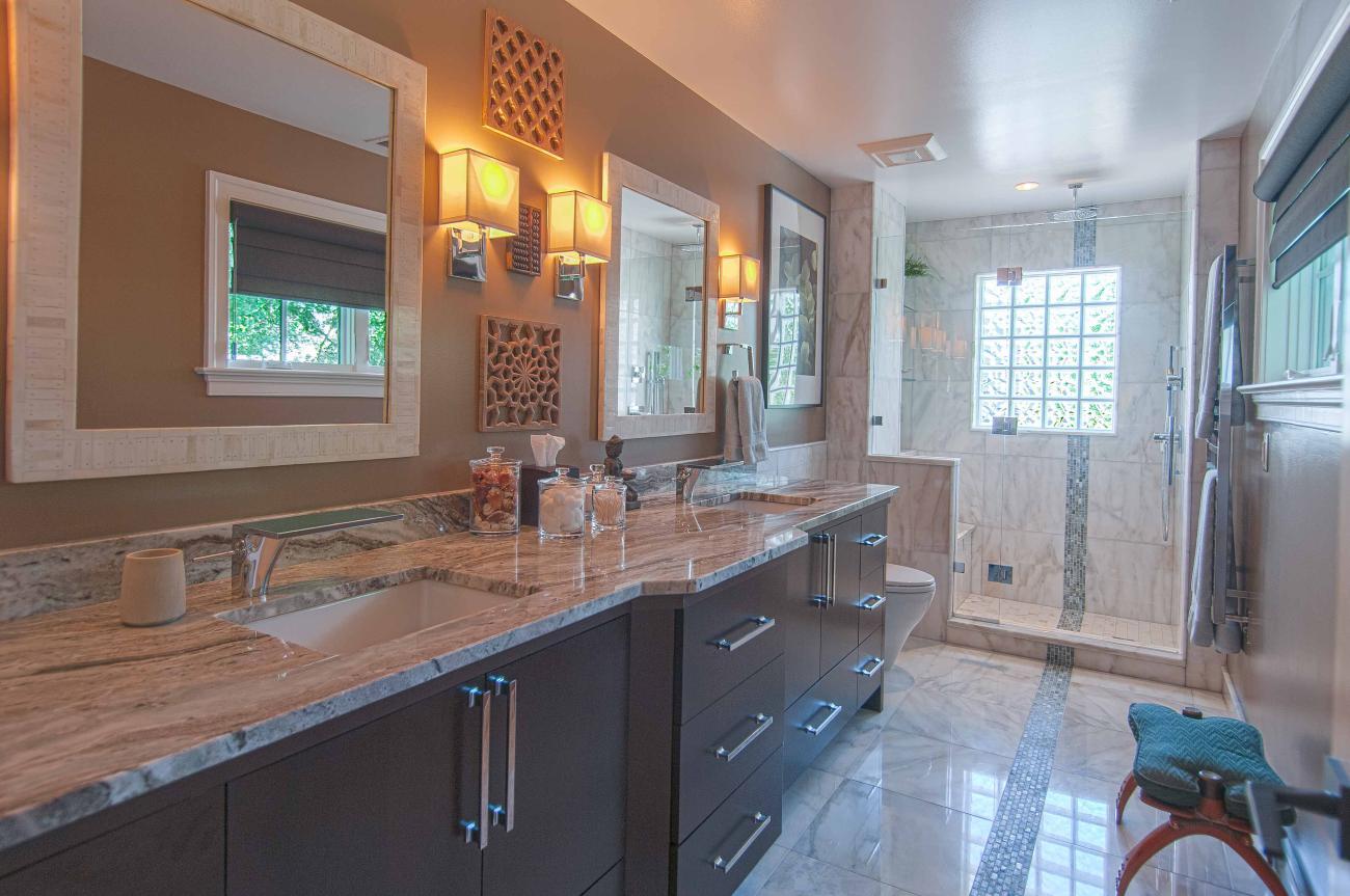Bennington project - Little City rambler - master bath with shower and vanity