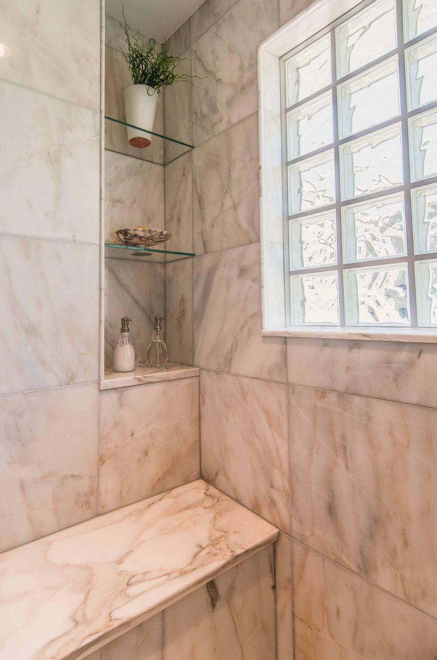 Bennington project - Little City rambler - master shower bench and niche
